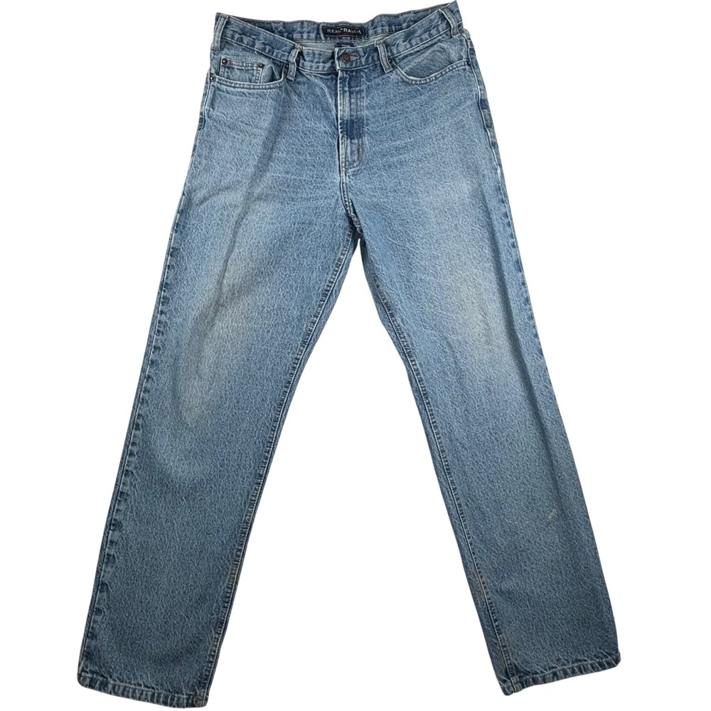 Real Ranch Workwear Jeans Mens 33x32‎ Light Wash Blue Straight Leg Denim 3941SAN